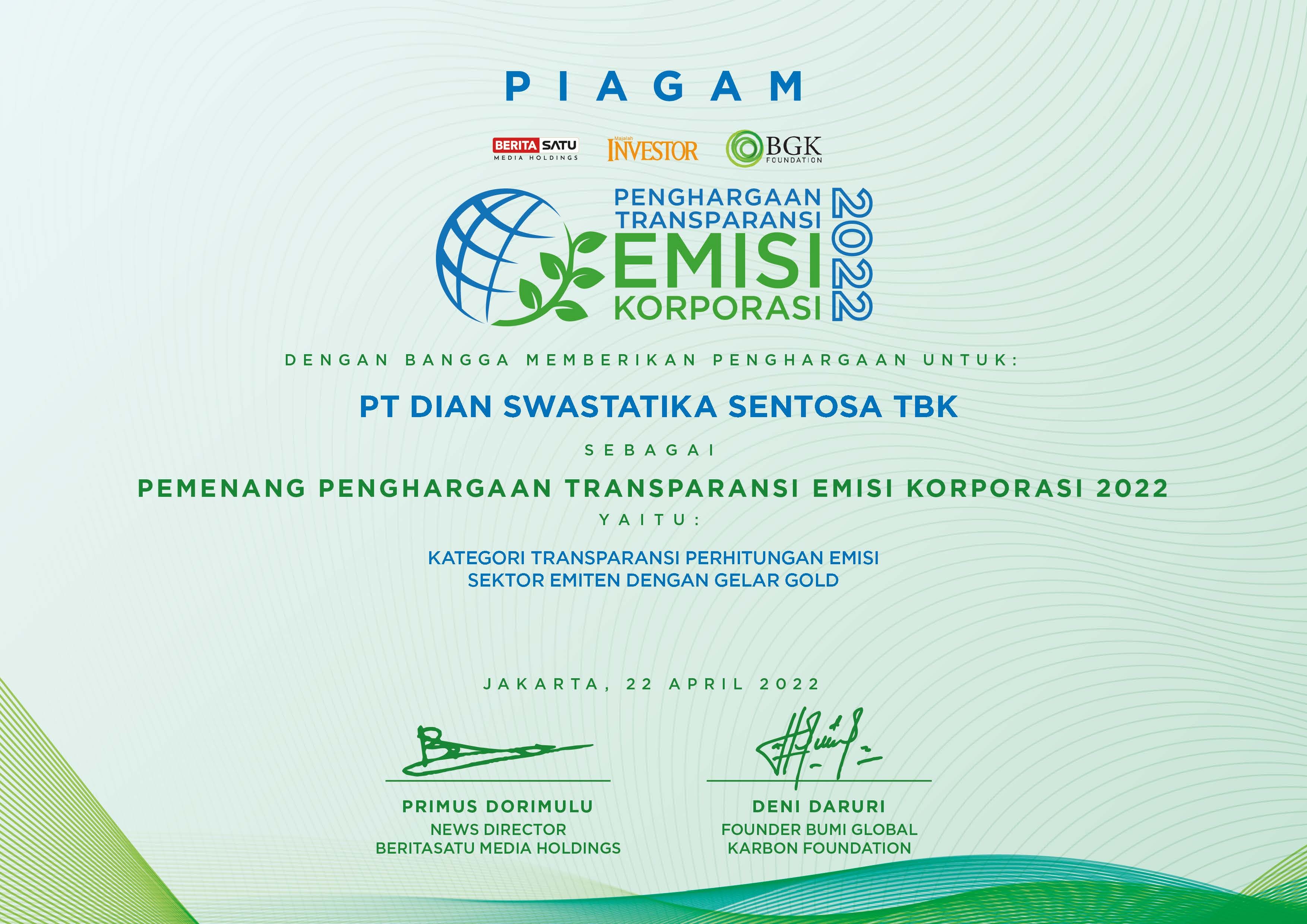 Corporate Emissions Transparency Award 2022