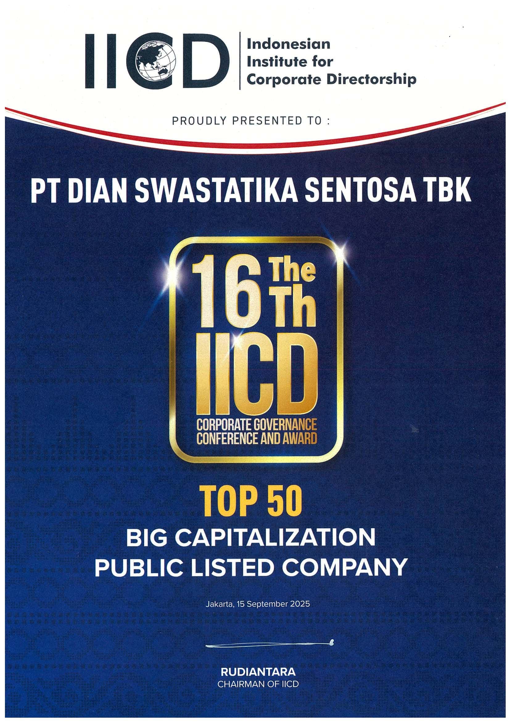 DSSA Wins “Best Responsibility of the Board” and “Top 50 Big Cap” at The 16th IICD Award 2025
